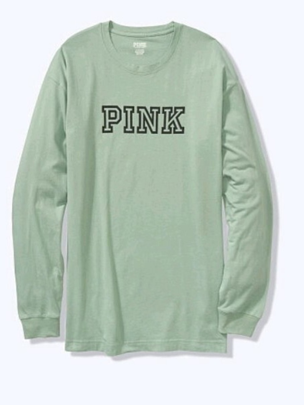PINK Victoria's Secret Campus Mint Green Long-Sleeve Crewneck Tee
